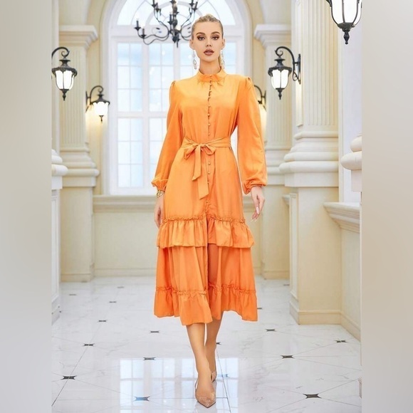 Women's  Layered Ruffle Maxi Dress - Picture 7 of 13